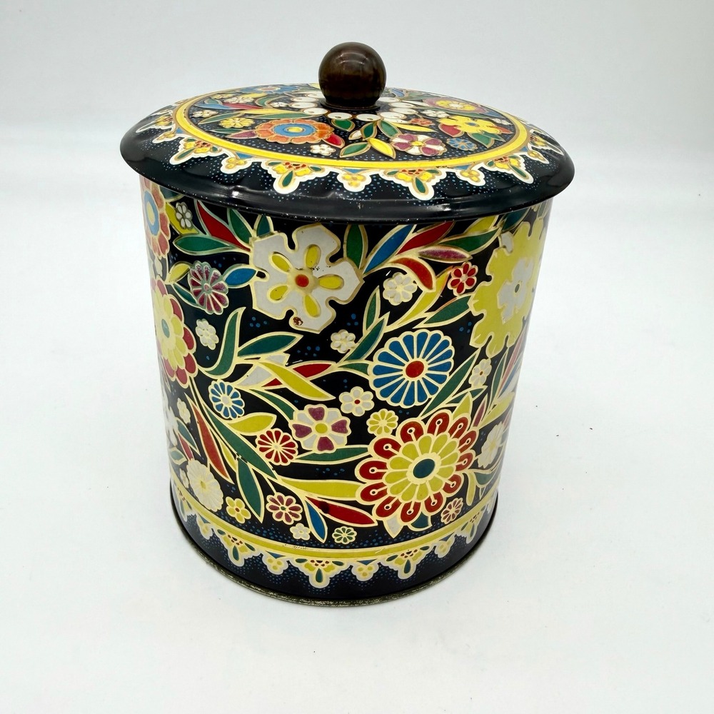 Vintage Daher Floral Tin‎ Canister Box Made In England 11101